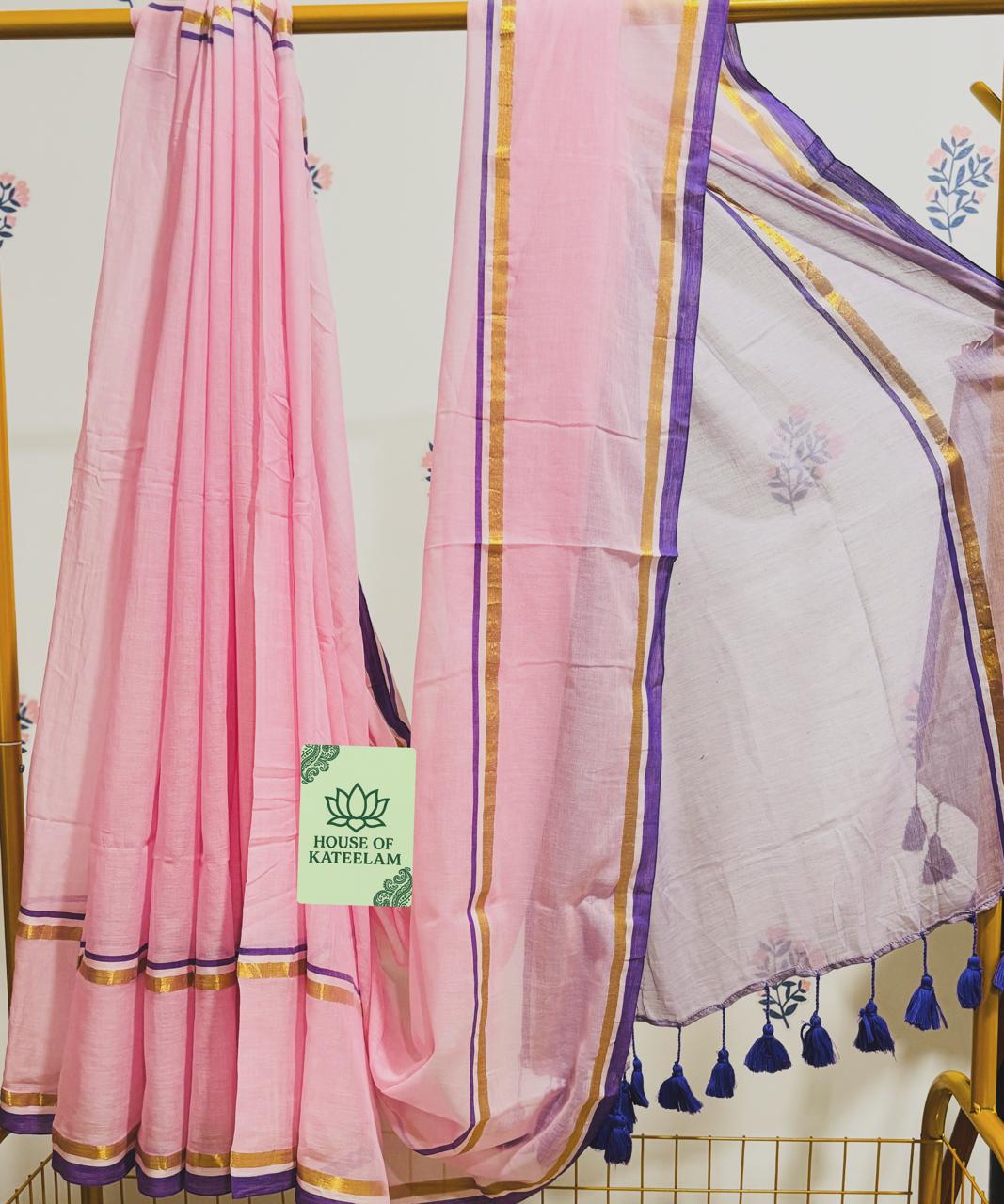 HOK2710- Onam Kasavu- Pink Purple Gold