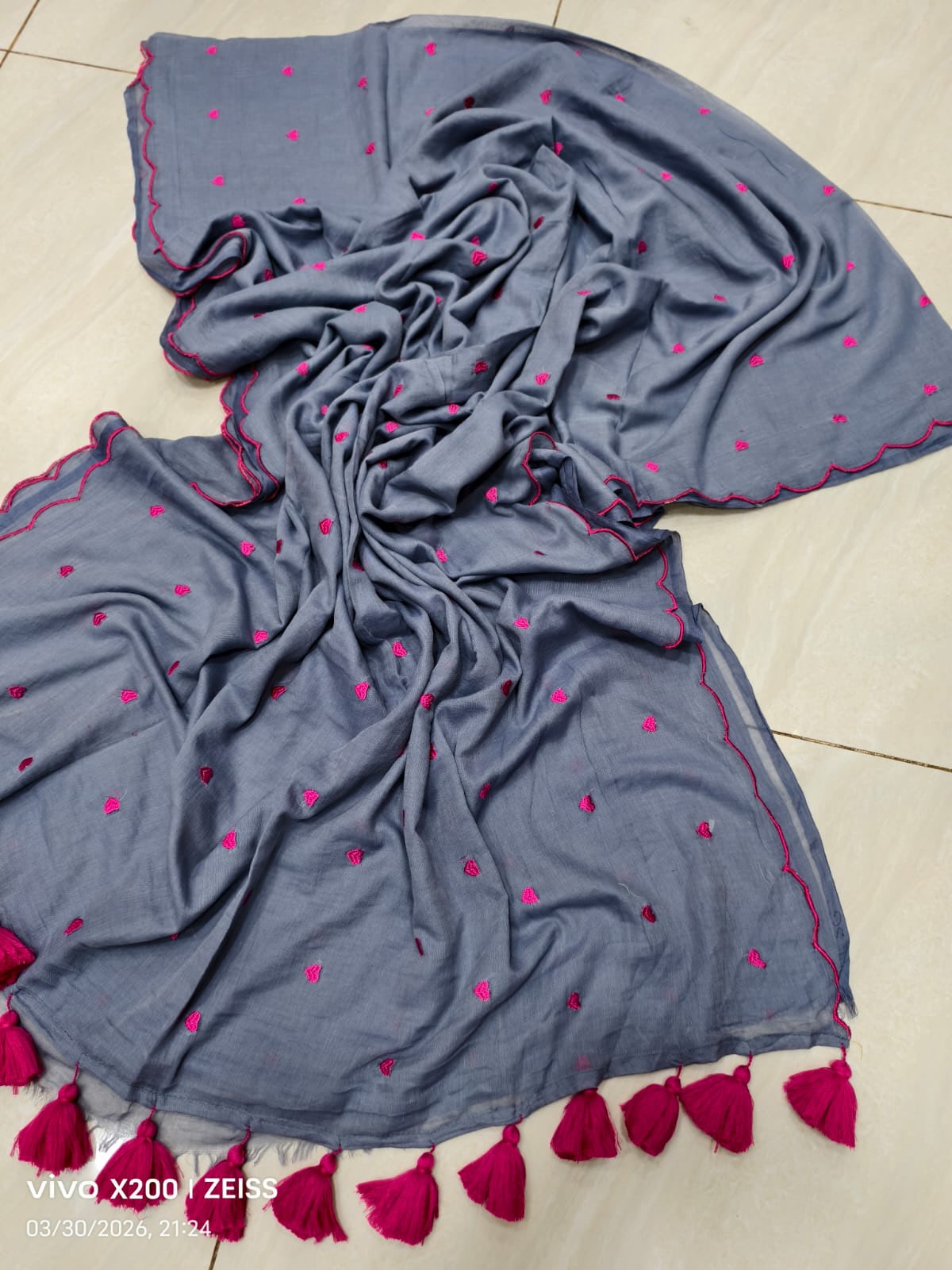 HOK117-01- Dilruba- Grey & Pink - House of Kateelam