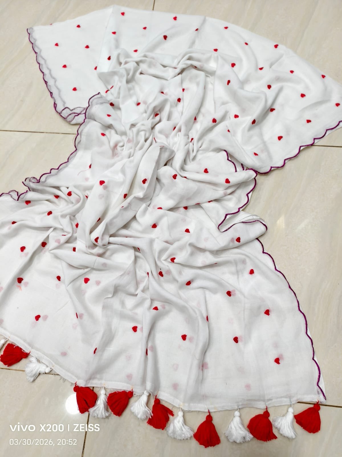 HOK117-05- Dilruba- White & Red - House of Kateelam
