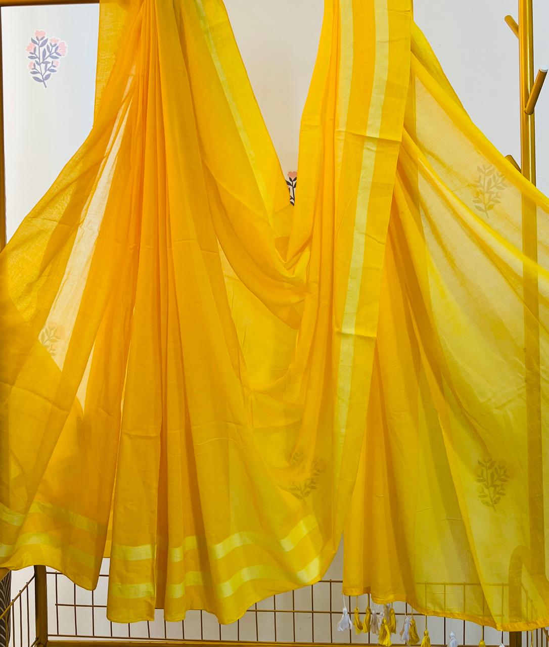 HOK2902 - Rekha - Yellow & White Lines - House of Kateelam