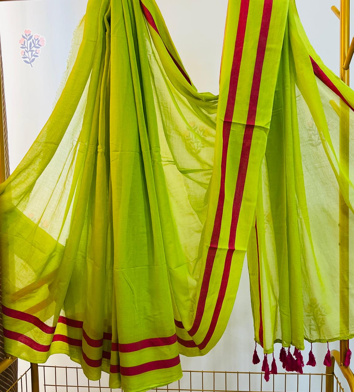 HOK2903 - Rekha - Green & Pink Lines - House of Kateelam