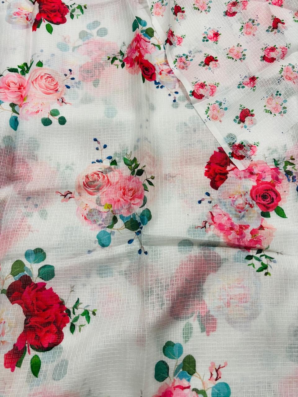 HOK6402 - Siya - White Floral Kota - House of Kateelam