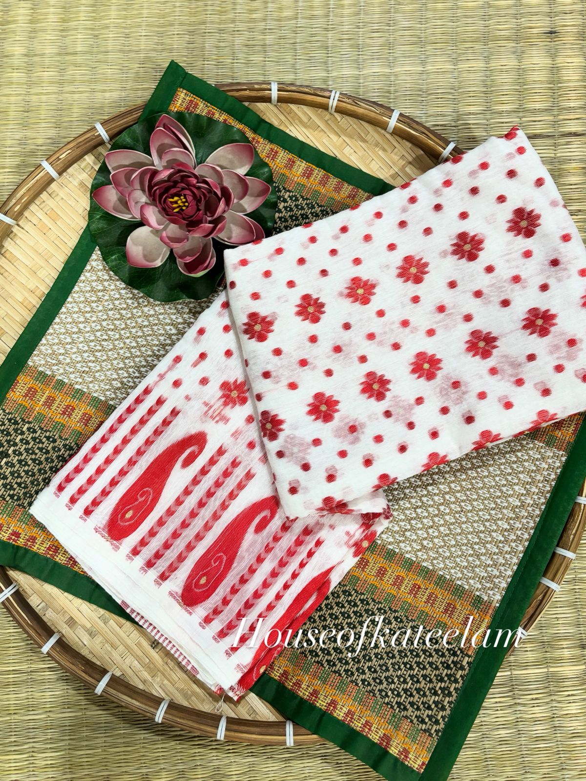 HOK9603 - Anu - White & Red - House of Kateelam