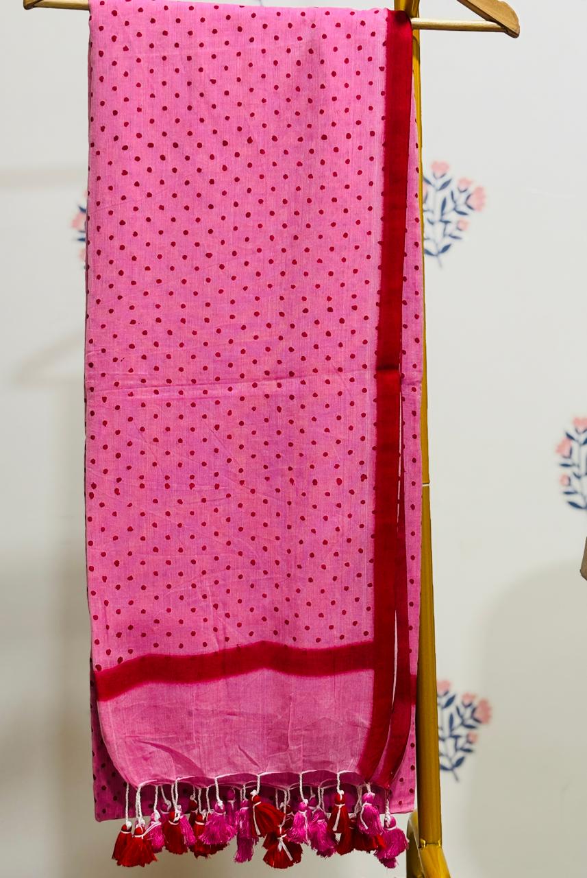 HOK2401- Chandini-Light Pink Red Polka