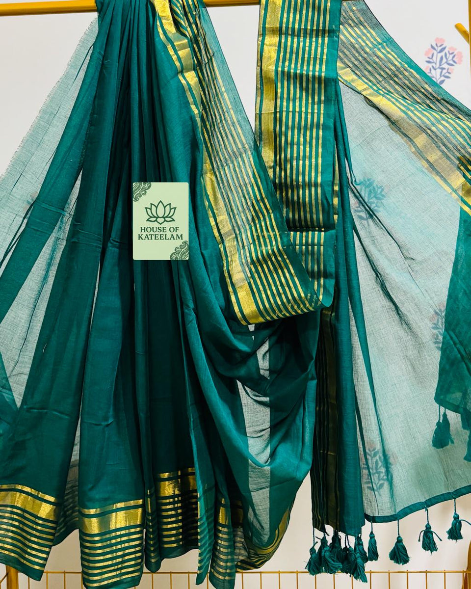 HOK2702- Onam Kasavu- Green Stripes