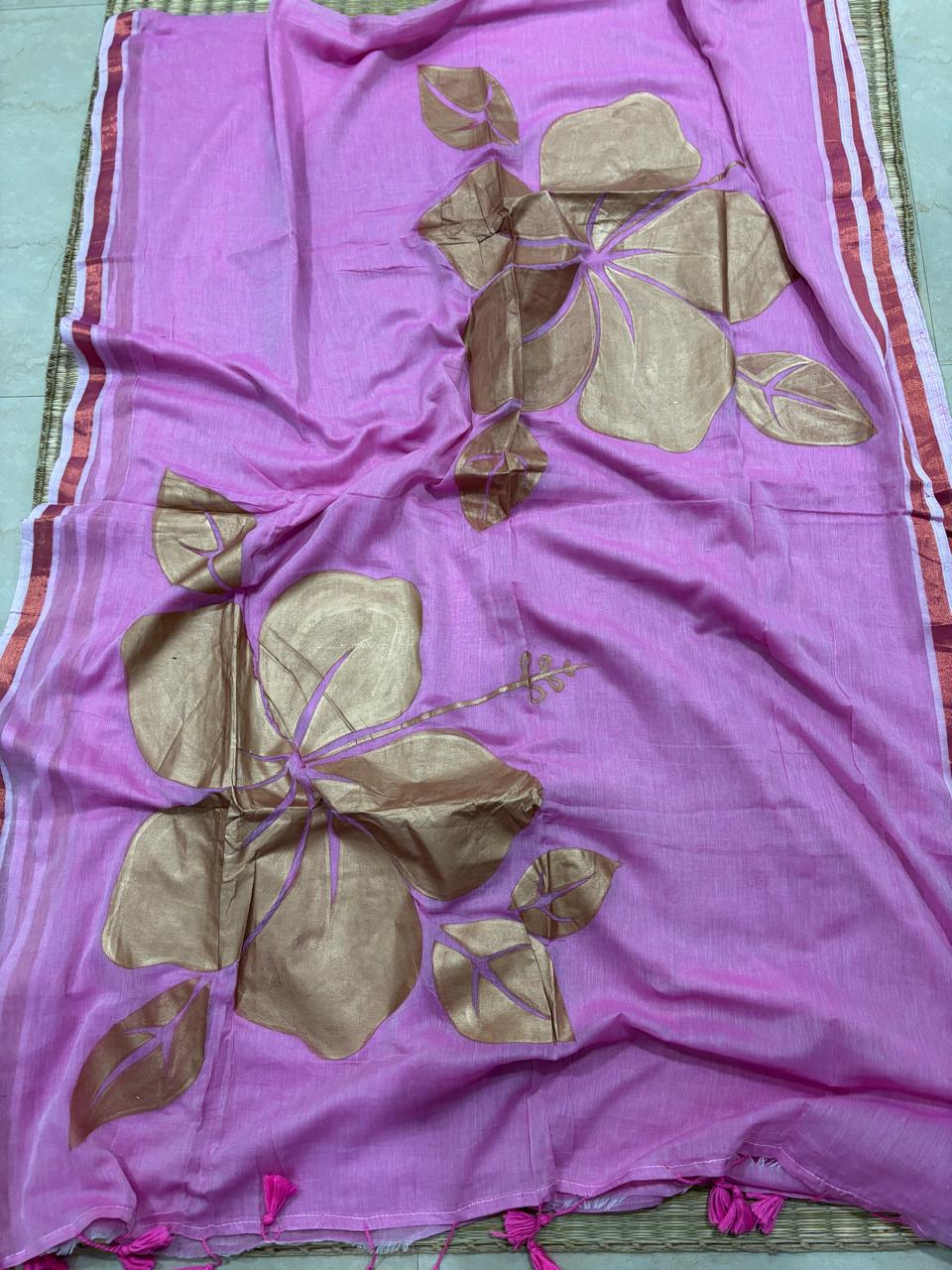 HOK2716- Onam Kasavu- Hibuscus Pink