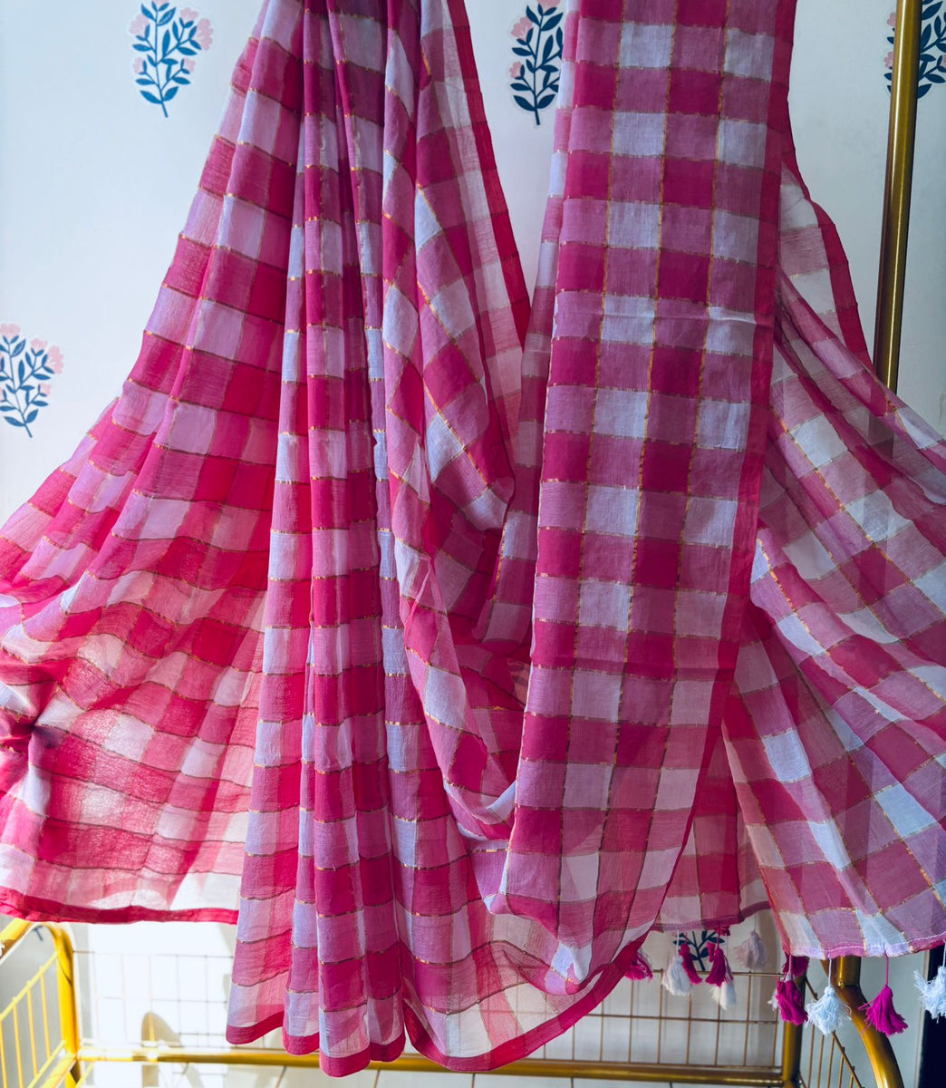 HOK2809- Gamcha- Pink White Checks