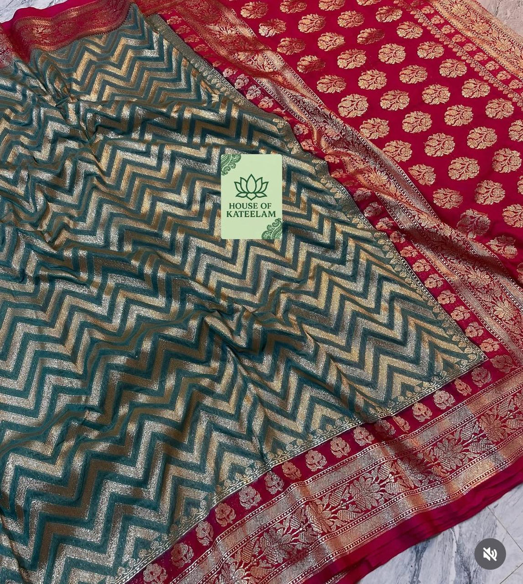 HOK4002- Shubhra- Seige Green & Pink