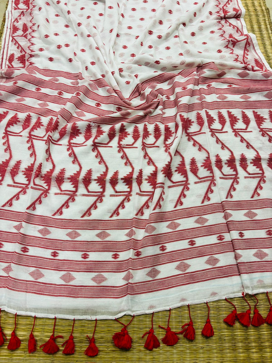 HOK4702- Jaamdani- White & Red