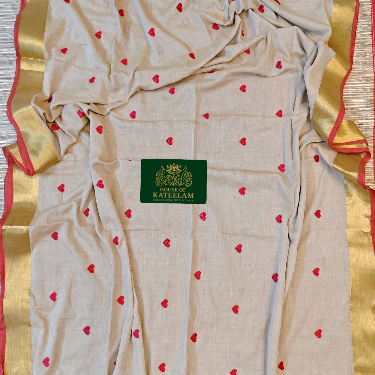 HOK7108- Prema- Beige with Red Heart