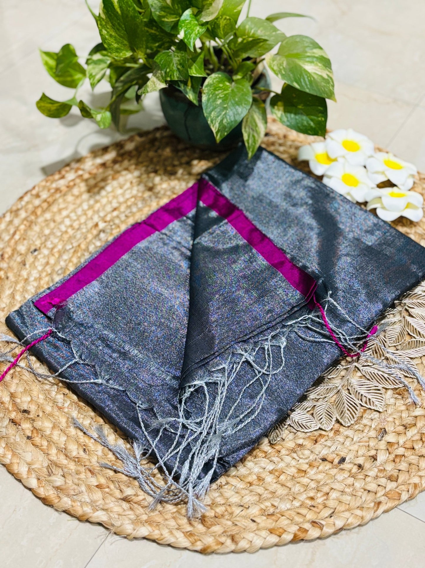 HOK0201 - Raamya - Plain Raaga Tissue Grey - House of Kateelam