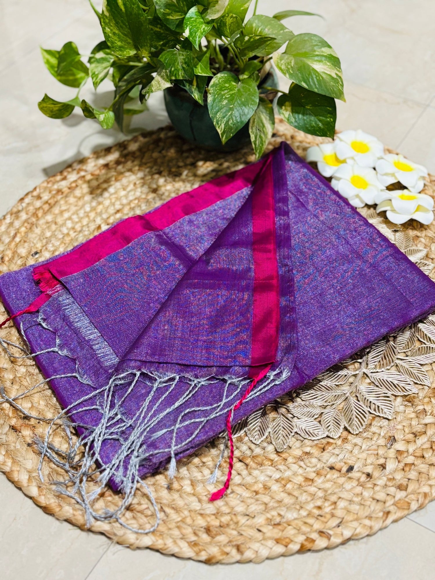 HOK0203 - Raamya - Plain Raaga Tissue Purple - House of Kateelam