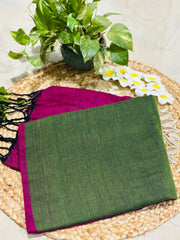 HOK0705- Malika Khadi- Mehendi Green & Rani Pink