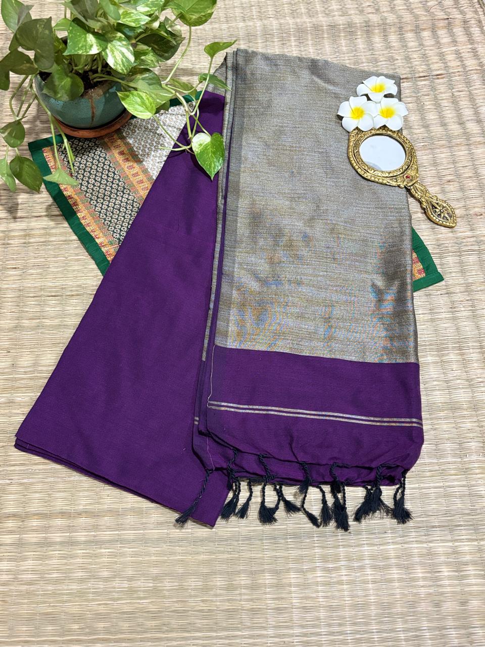 HOK0801 - Vanaja - Khaadi Ghicha - Purple - House of Kateelam