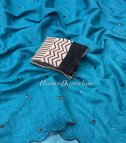 HOK103 - 03 - Sharanya - Teal Blue - House of Kateelam
