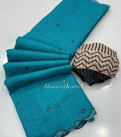 HOK103 - 03 - Sharanya - Teal Blue - House of Kateelam
