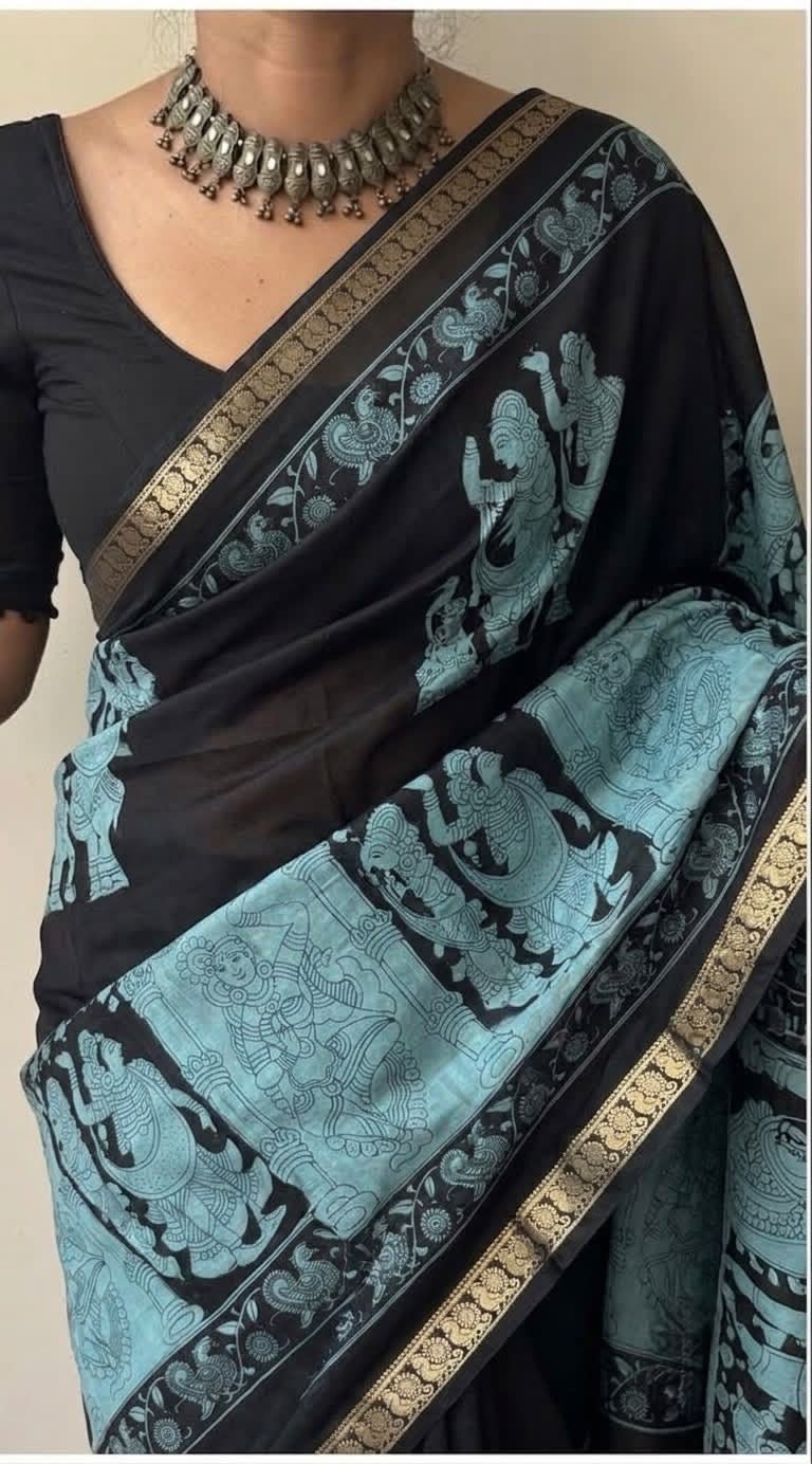 HOK117-02- Kamakshi- Black & Blue - House of Kateelam