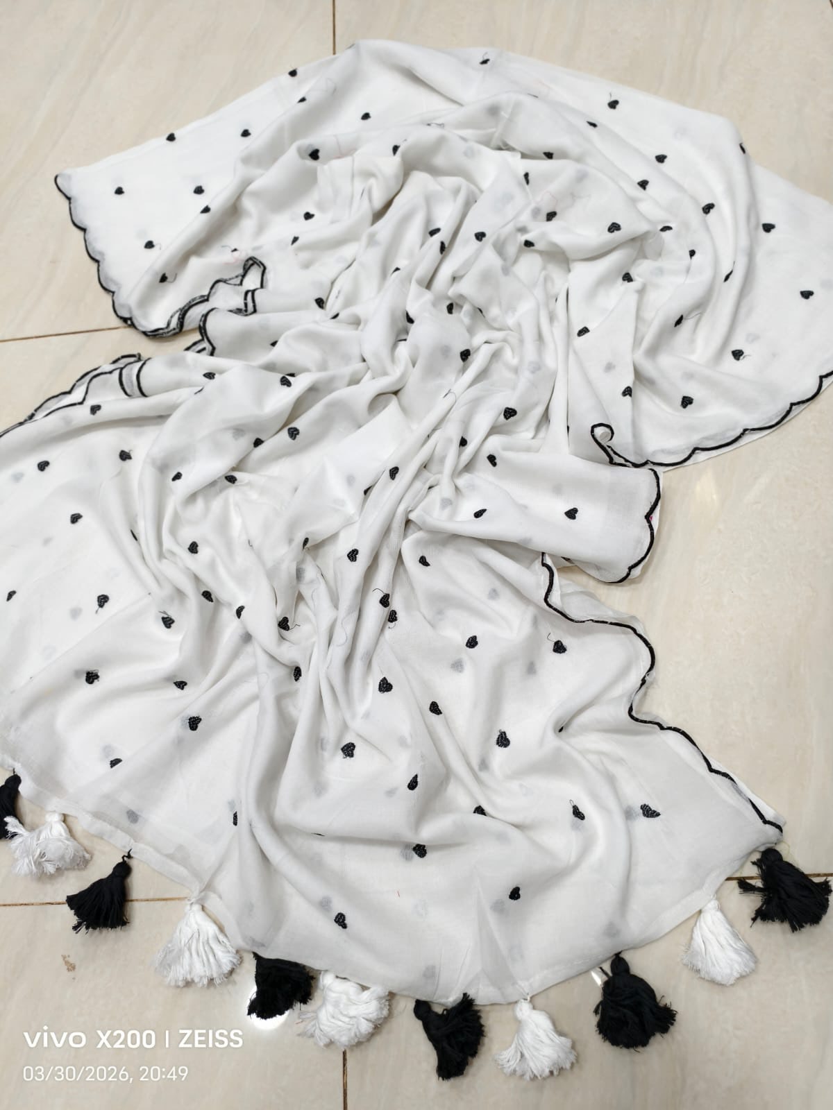 HOK117-03- Dilruba- White & Black - House of Kateelam