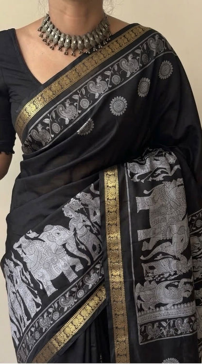 HOK117-03- Kamakshi- Black & Grey - House of Kateelam