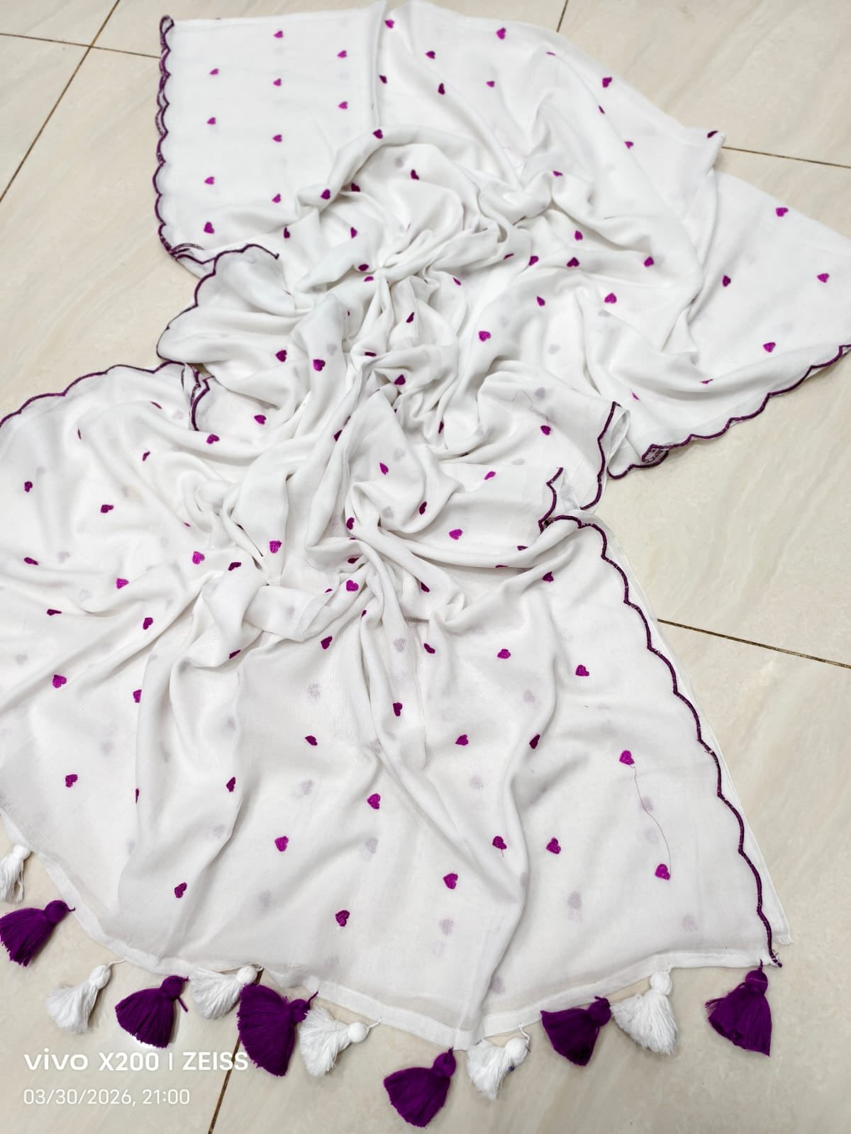 HOK117-04- Dilruba- White & Purple - House of Kateelam