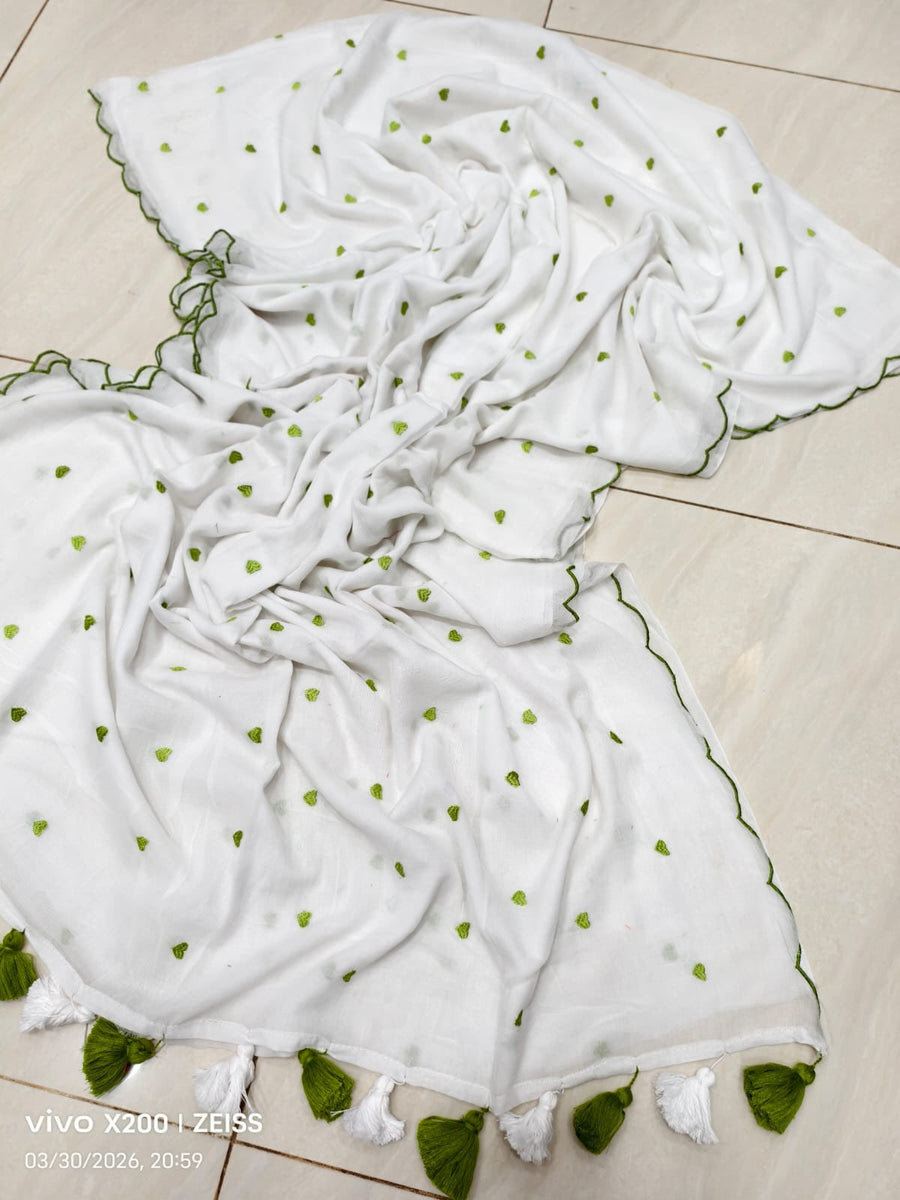 HOK117-08- Dilruba- White & Green