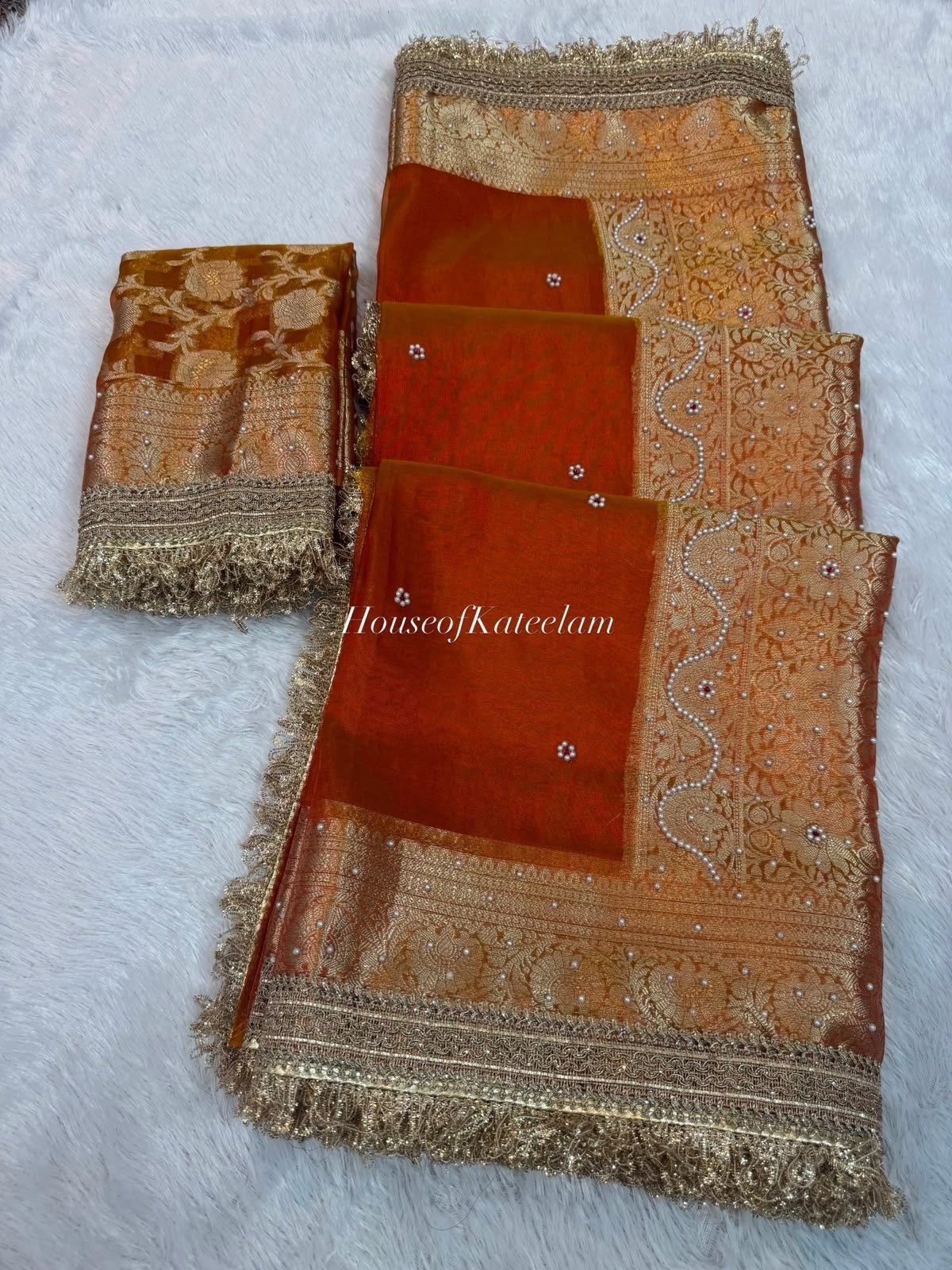 HOK127-02- Dulhan- Orange & Gold - House of Kateelam