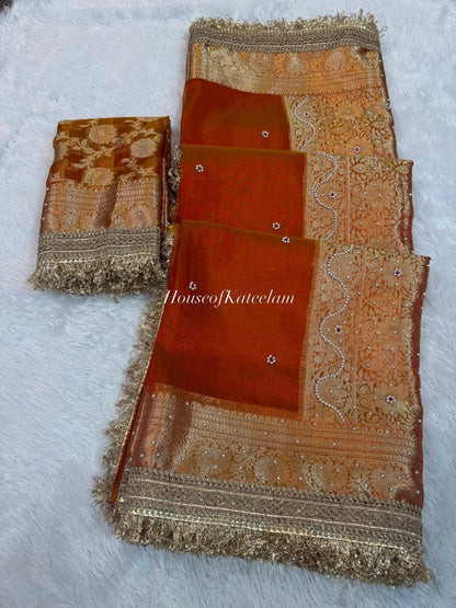 HOK127-02- Dulhan- Orange & Gold - House of Kateelam