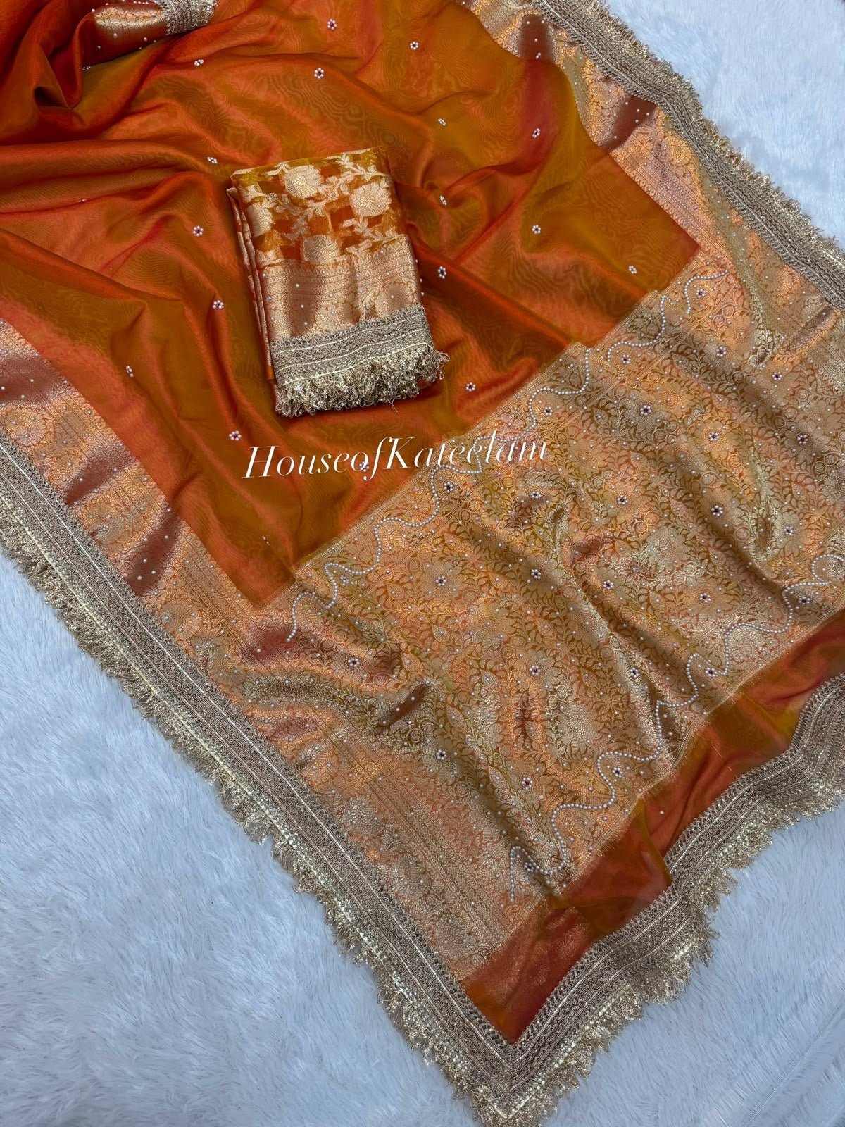 HOK127-02- Dulhan- Orange & Gold - House of Kateelam