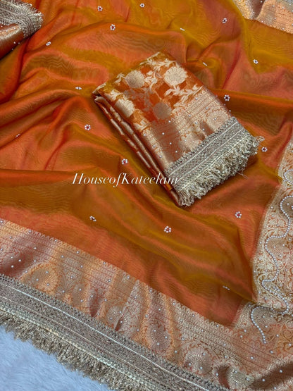 HOK127-02- Dulhan- Orange & Gold - House of Kateelam