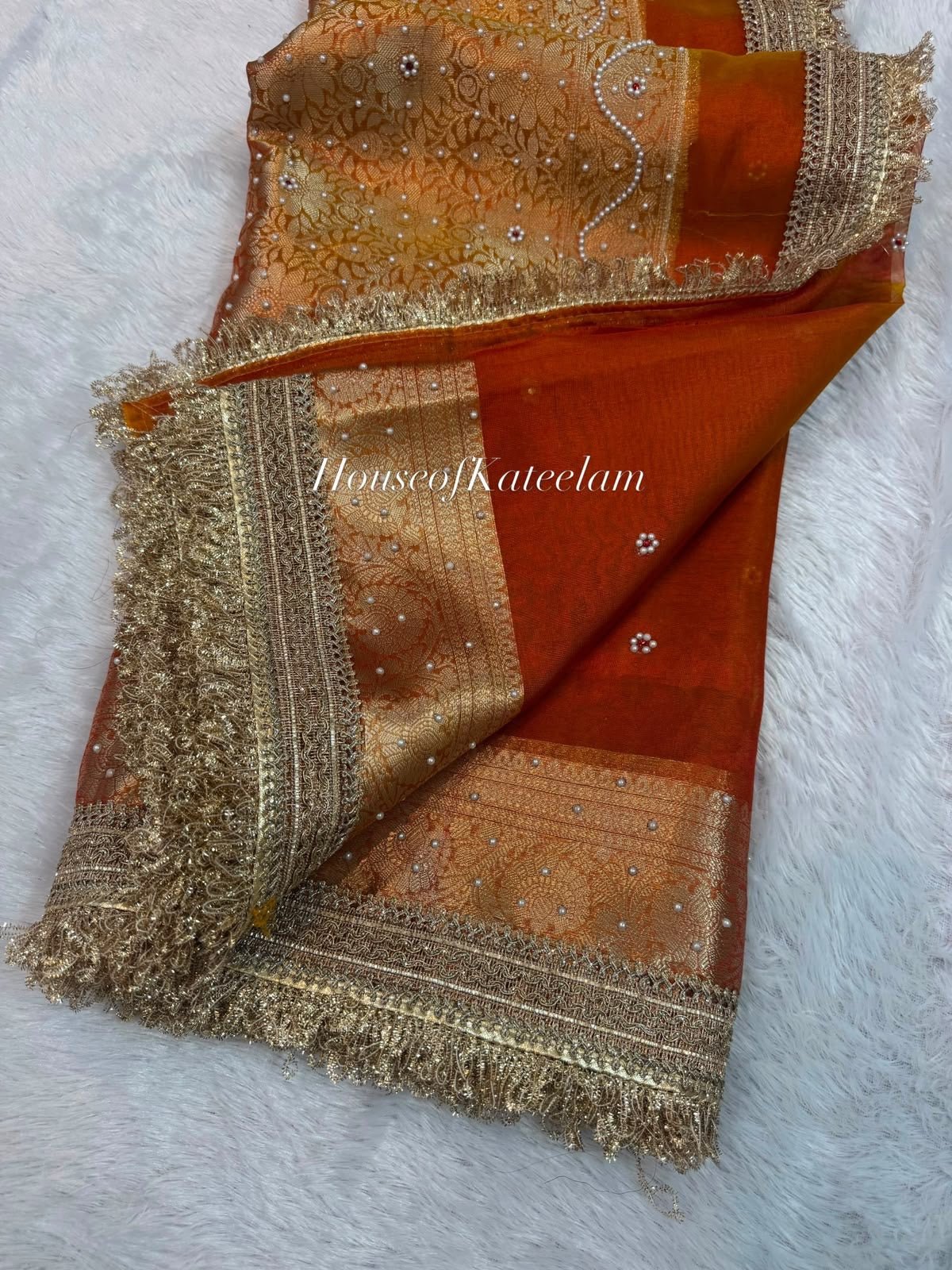 HOK127-02- Dulhan- Orange & Gold - House of Kateelam