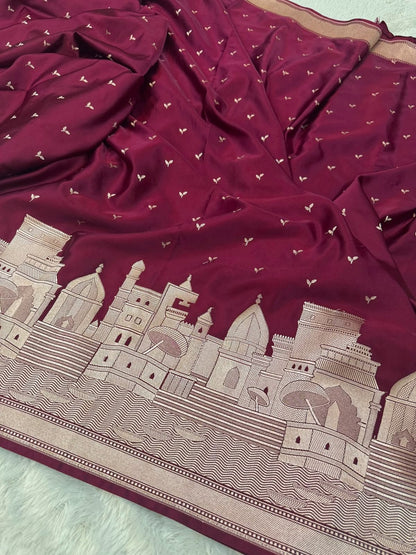 HOK139-01- Banaras Ghat- Maroon - House of Kateelam