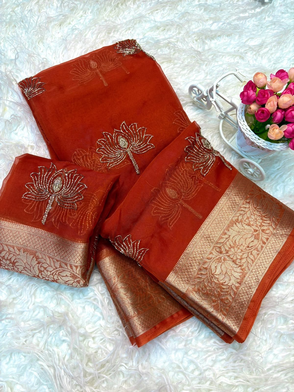 HOK140-01- Hemadri- Orange - House of Kateelam
