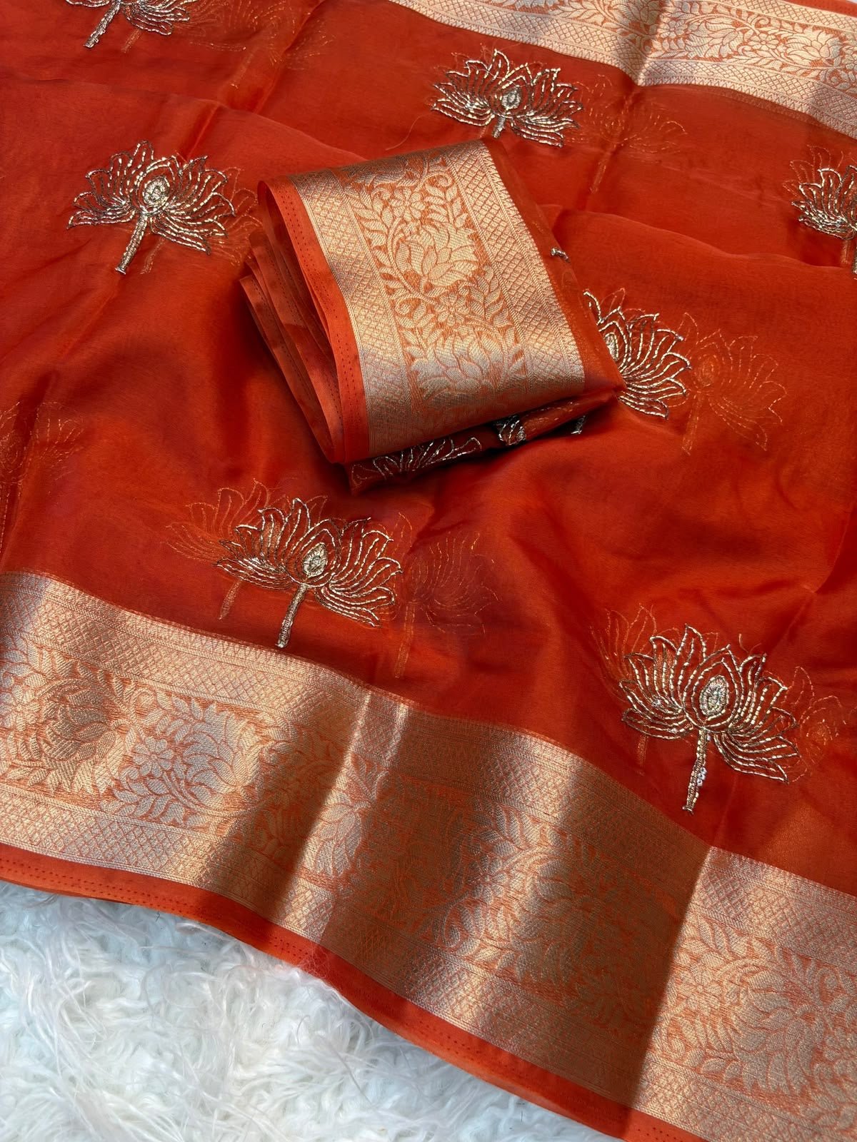 HOK140-01- Hemadri- Orange - House of Kateelam