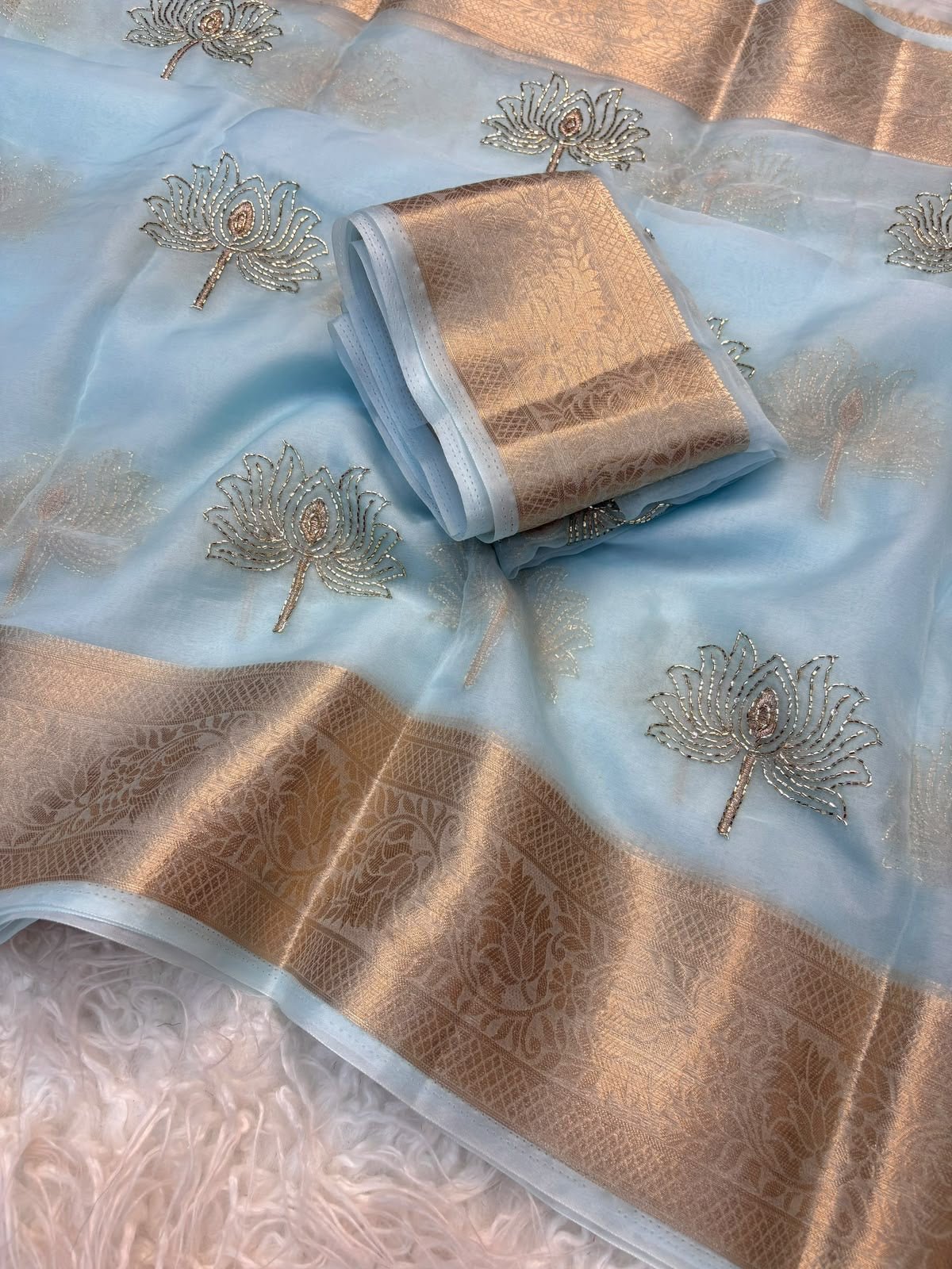 HOK140-02- Hemadri- Sky Blue - House of Kateelam