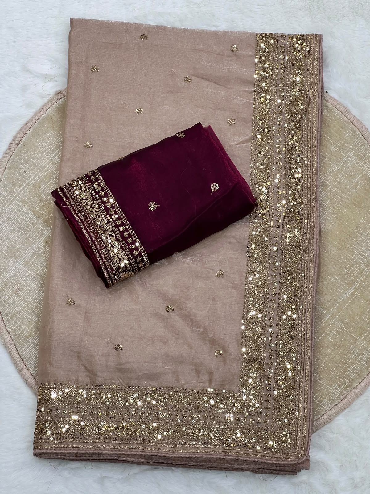 HOK148-06- Sahitya- Beige & Red - House of Kateelam