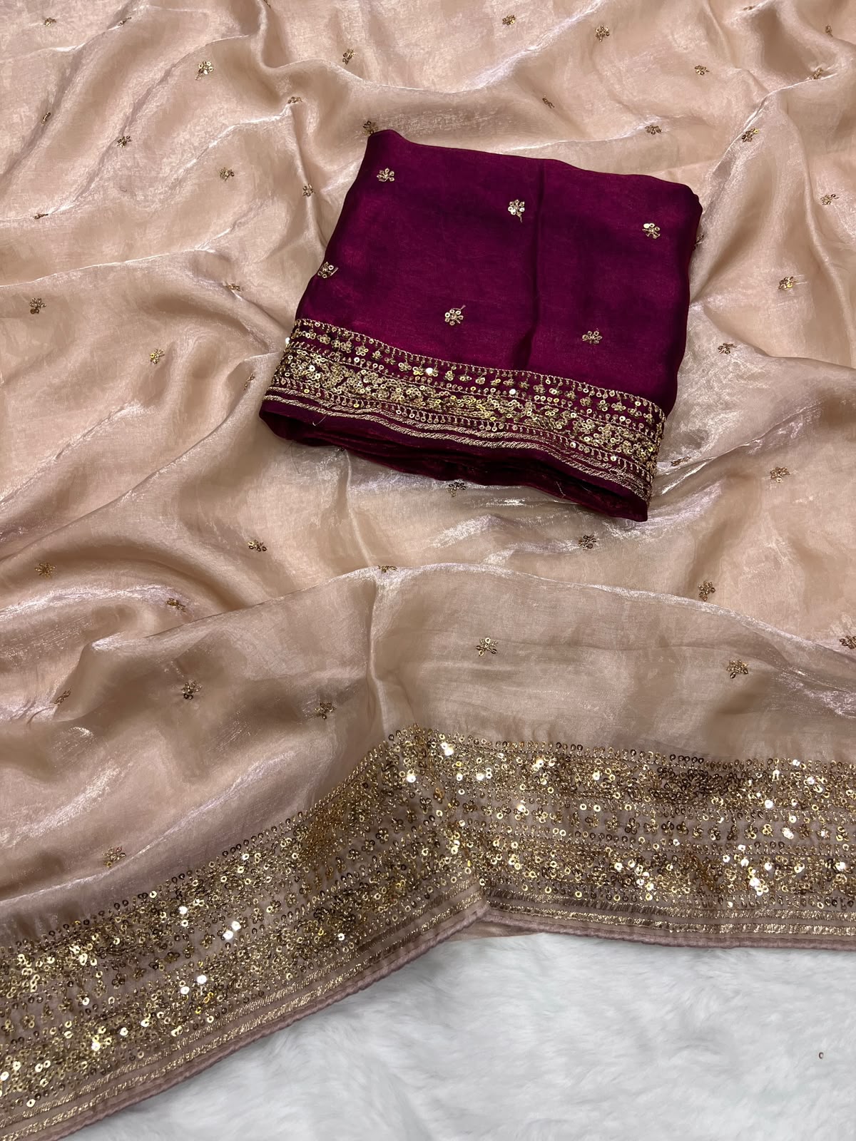 HOK148-06- Sahitya- Beige & Red - House of Kateelam