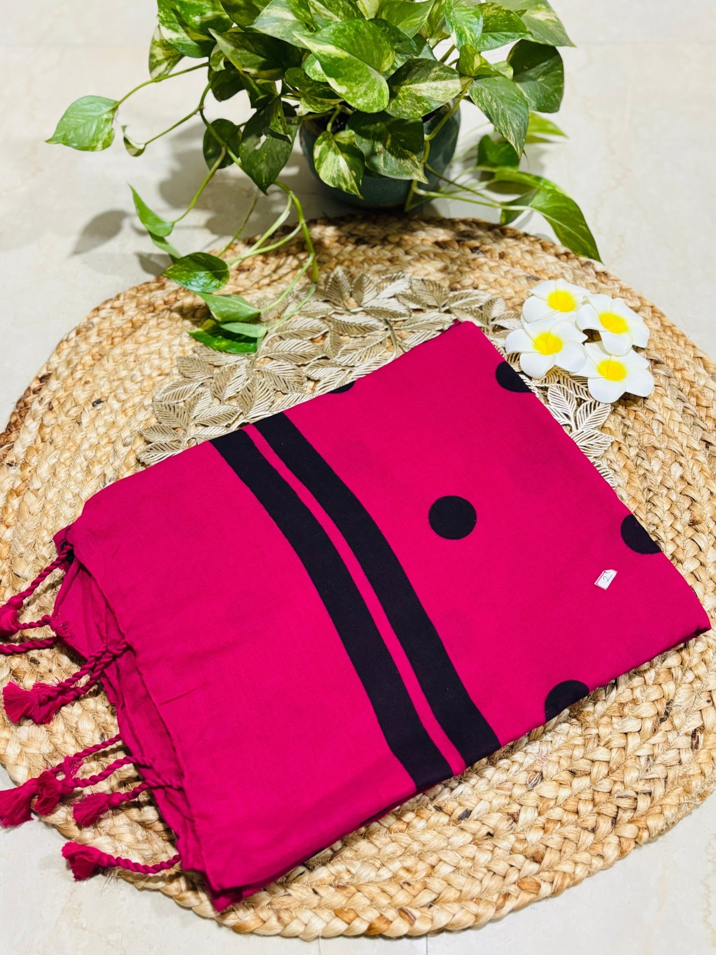 HOK1502 - Bindiya - Polka Mul - Rani Pink - House of Kateelam