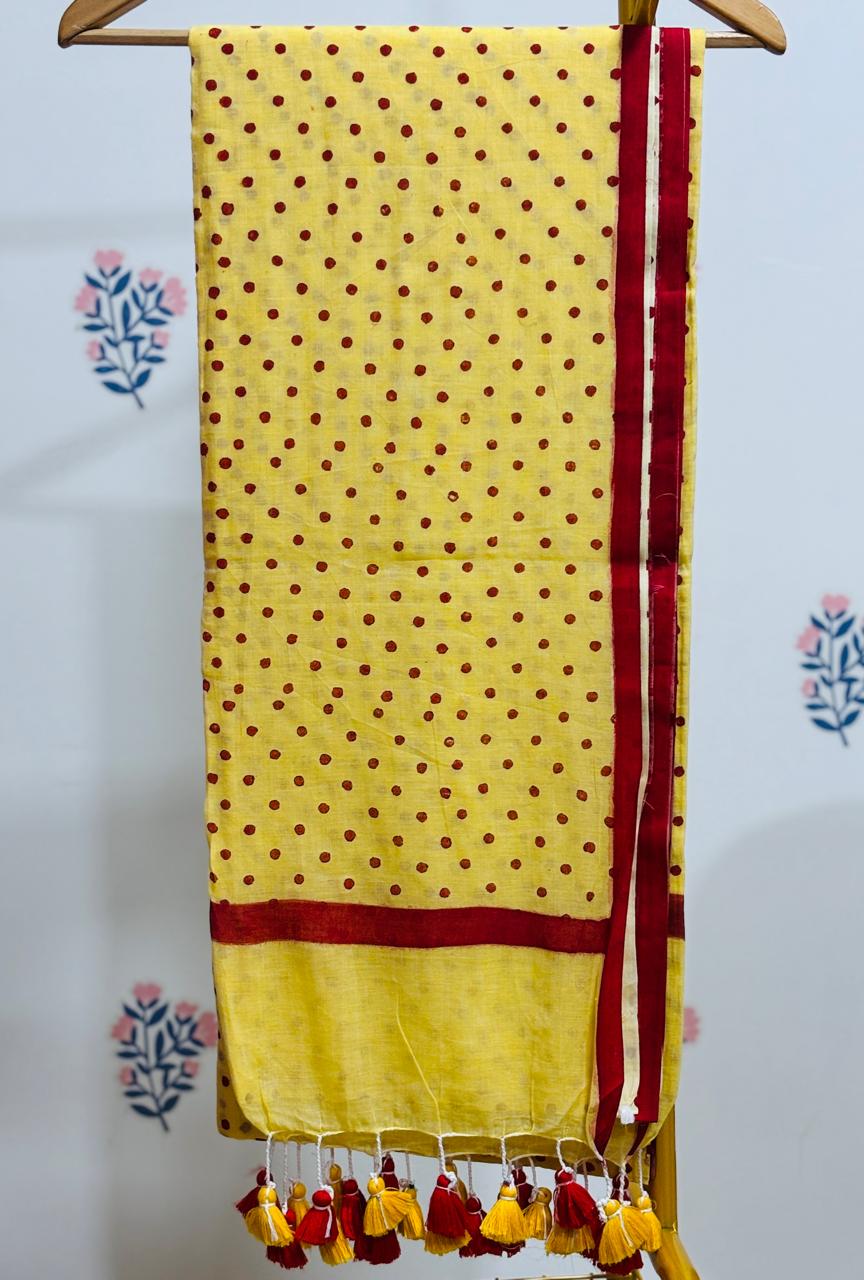 HOK2402 - Chandini - Yellow & Red Polka - House of Kateelam