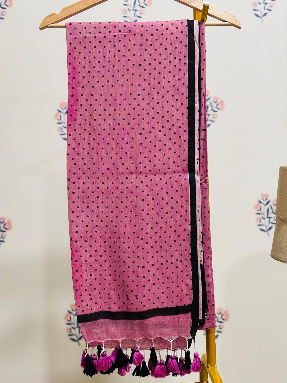 HOK2406 - Chandini - Pink & Black Polka - House of Kateelam