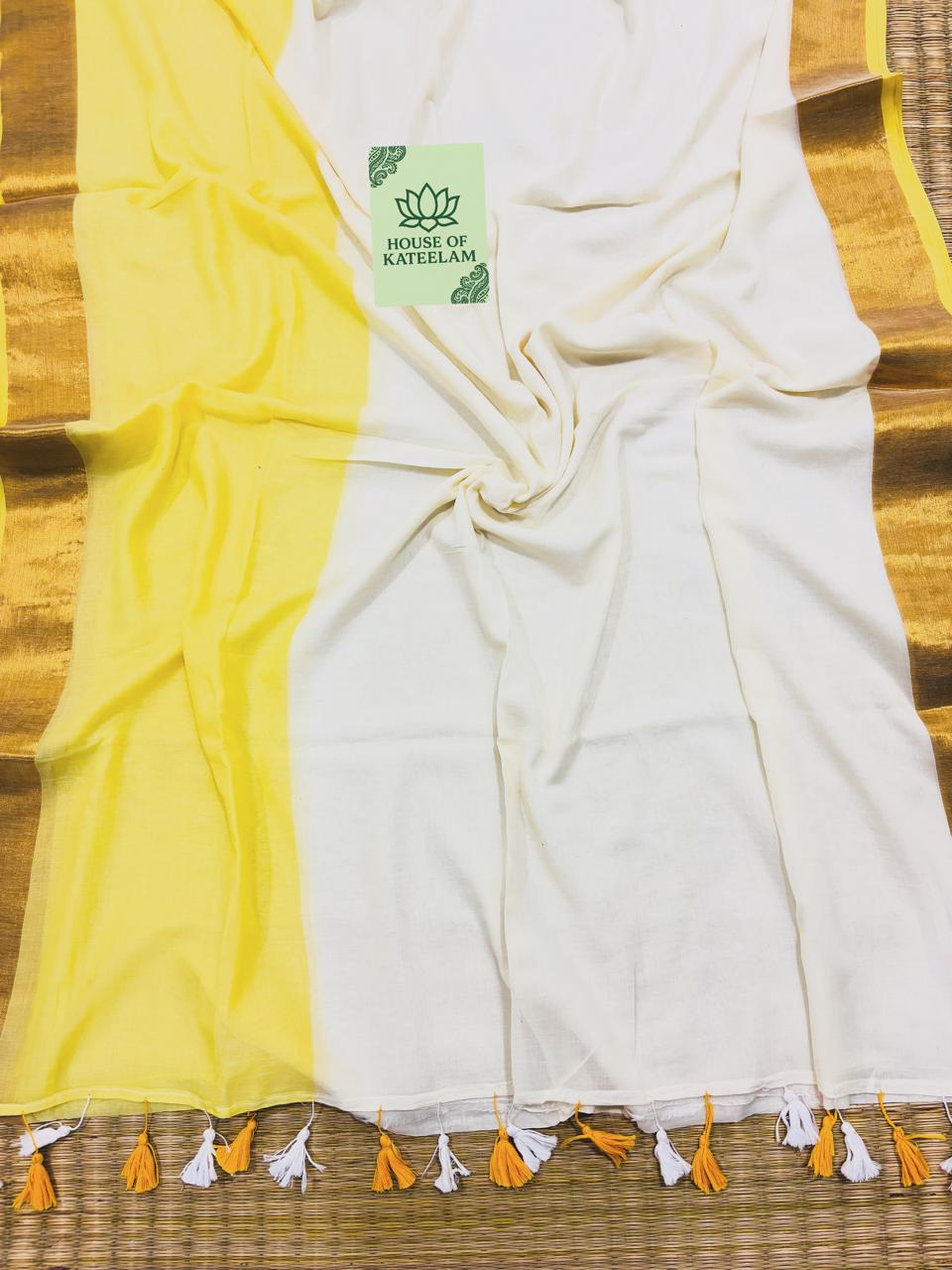 HOK2723 - Onam Kasavu - Yellow & White - House of Kateelam