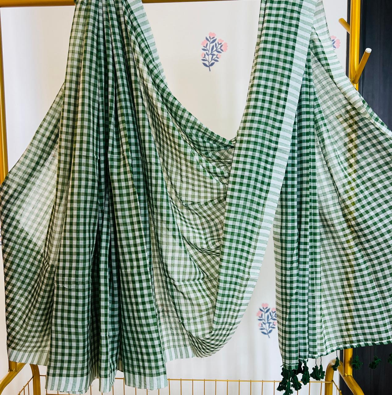 HOK2801 - Gamcha - Green & White Checks - House of Kateelam