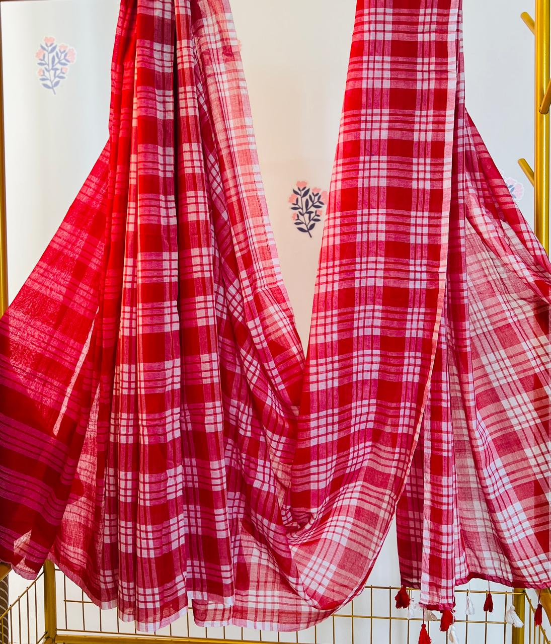 HOK2802 - Gamcha - Red & White Stripe Checks - House of Kateelam