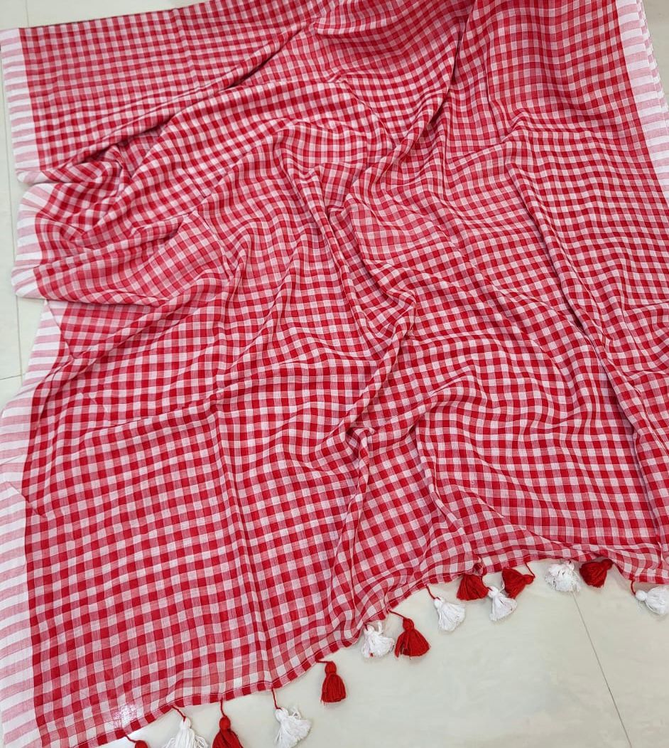 HOK2815 - Gamcha - Red & White Small Checks - House of Kateelam