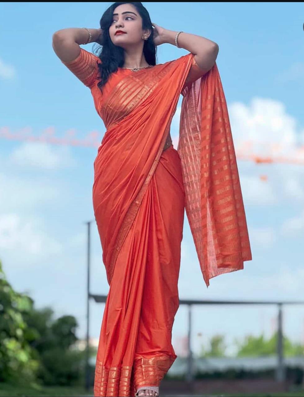 HOK3403 - Rajeshwari - Orange - House of Kateelam