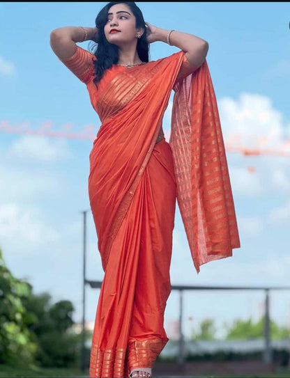 HOK3403 - Rajeshwari - Orange - House of Kateelam