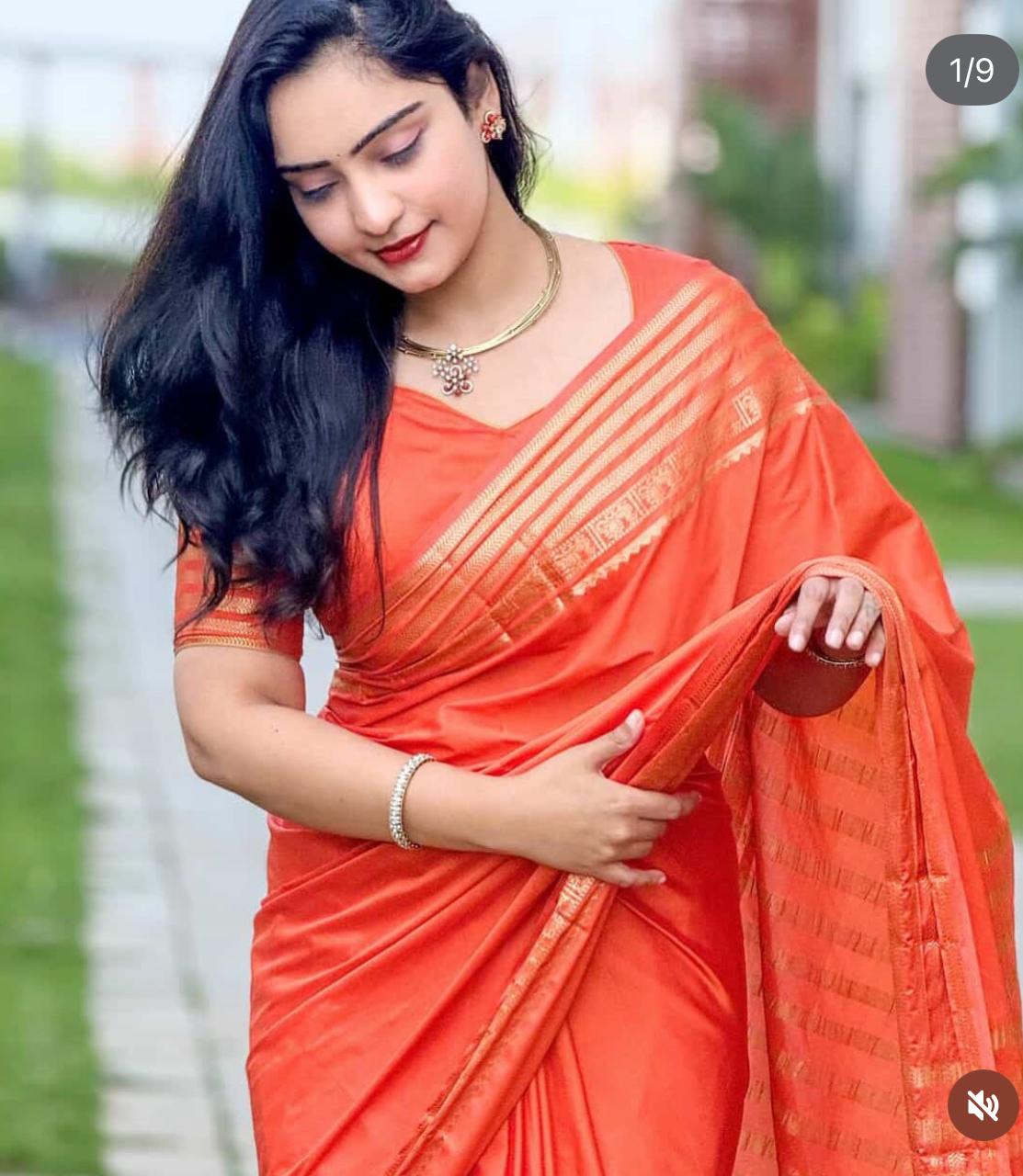 HOK3403 - Rajeshwari - Orange - House of Kateelam