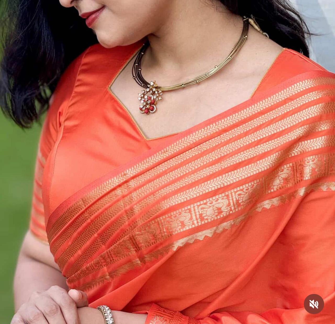 HOK3403 - Rajeshwari - Orange - House of Kateelam