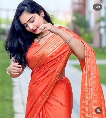 HOK3403 - Rajeshwari - Orange - House of Kateelam