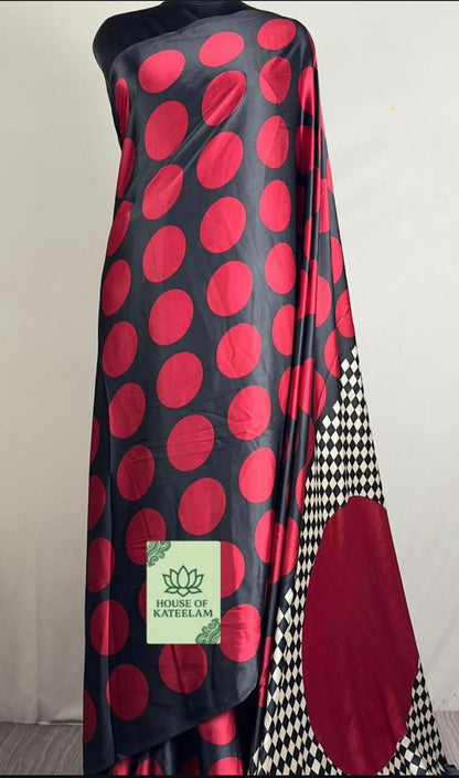 HOK3601 - Chandra - Black with Red Polka dots - House of Kateelam