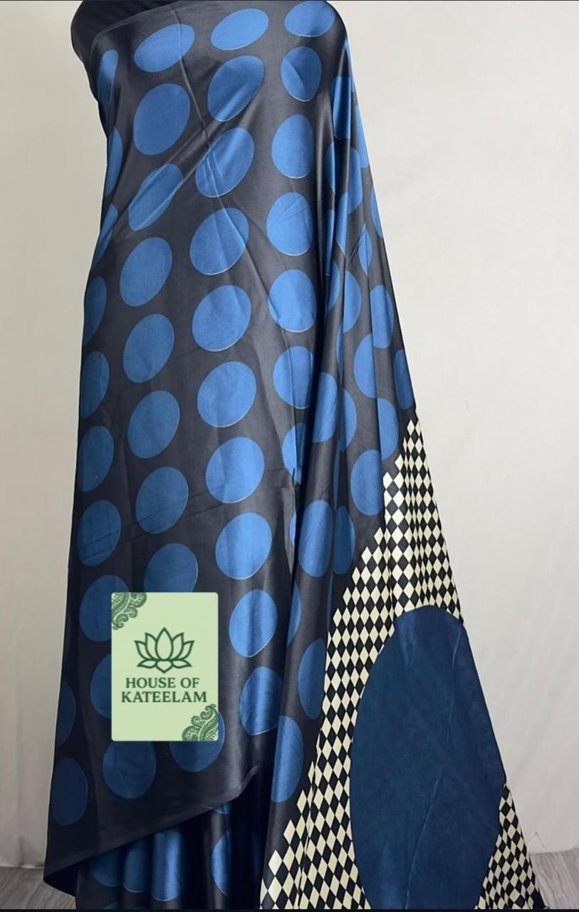 HOK3603 - Chandra - Black with Blue Polka dots - House of Kateelam